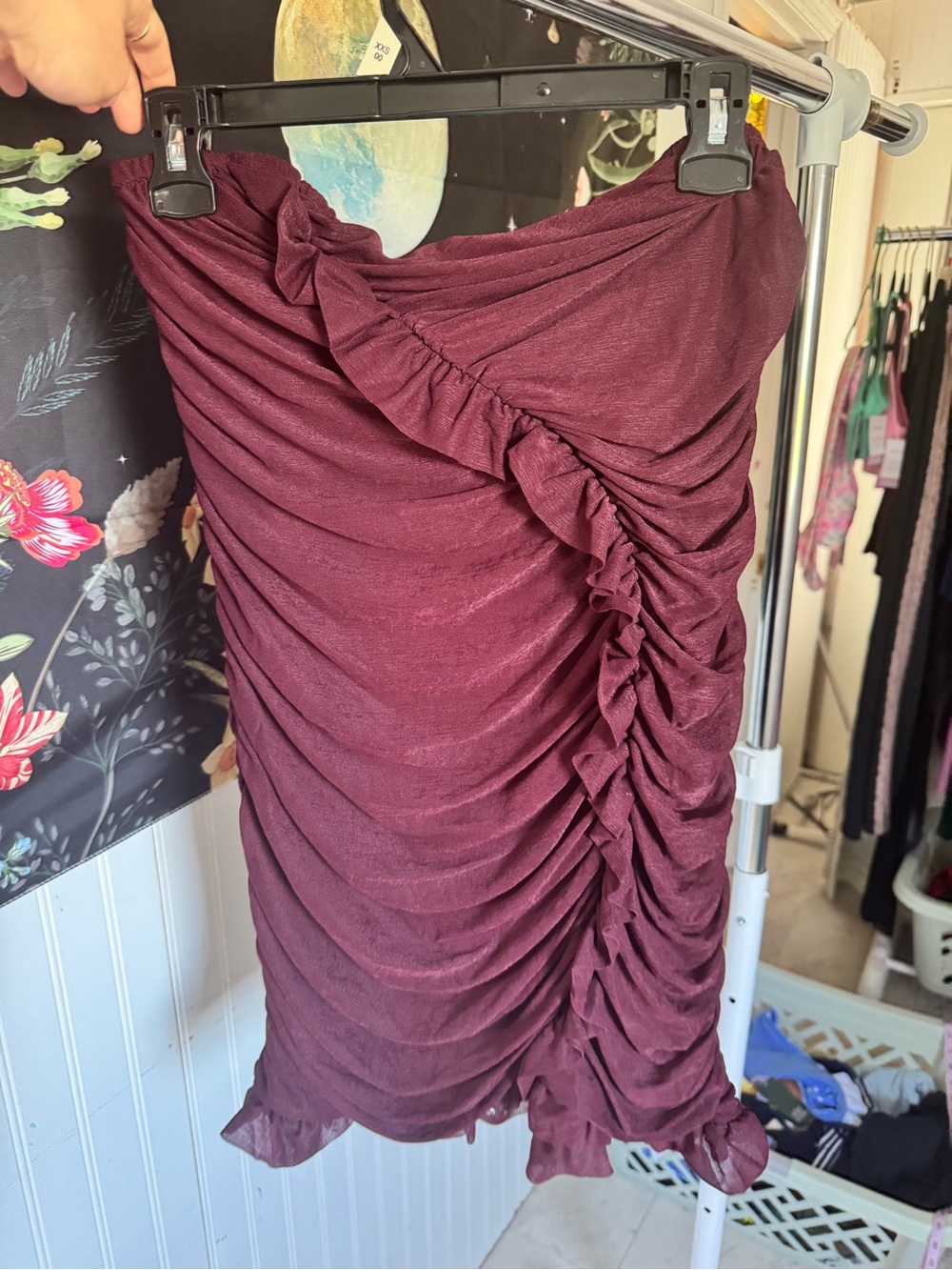 Wild fable Ruched Burgundy Women’s Skirt